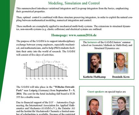 3rd SAMM Summerschool on Geometric Methods in Multi-Body and Structural Dynamics